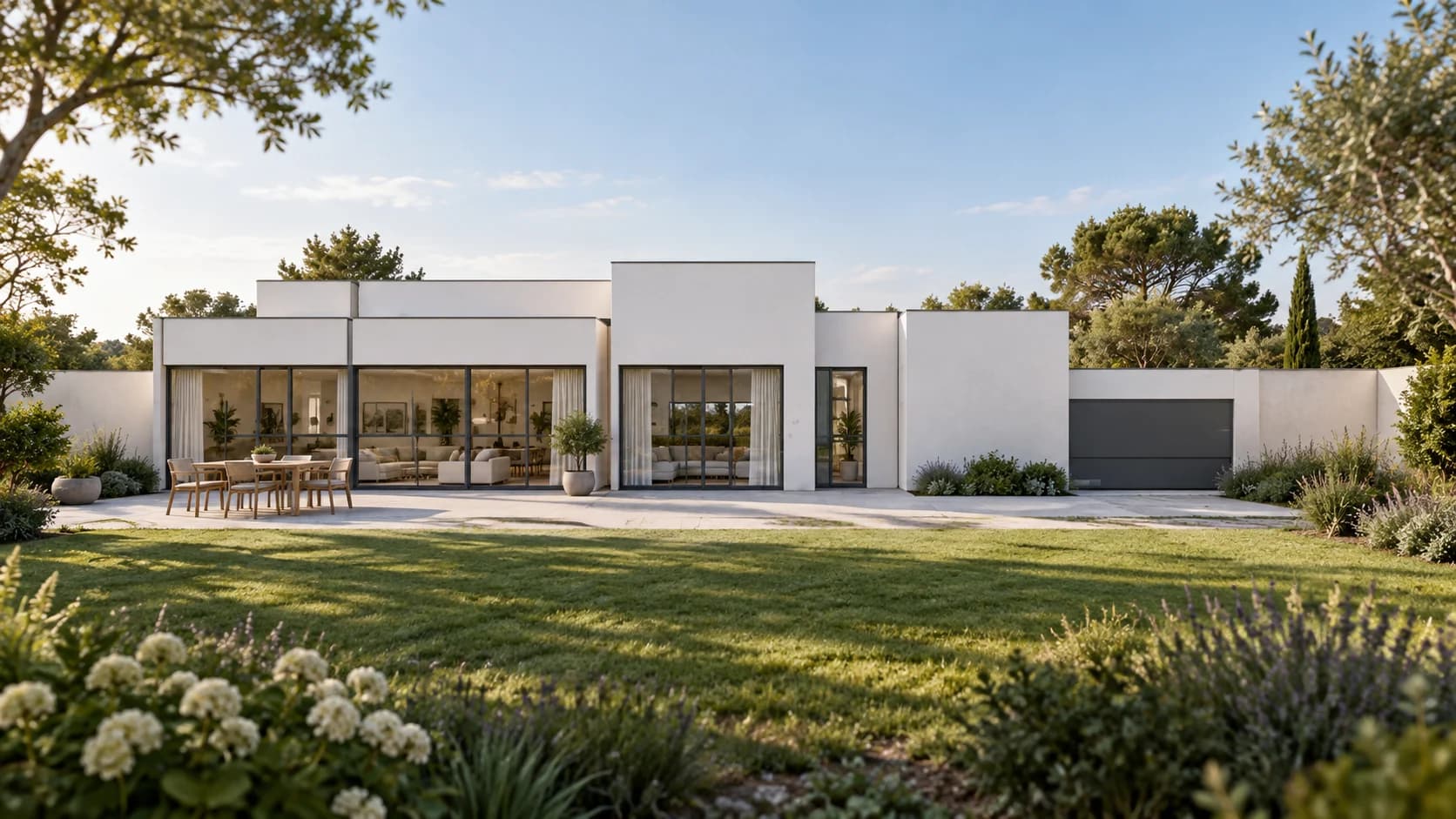 Patio y terraza de Arrayanes del Carmen, propuesta conceptual generada con IA